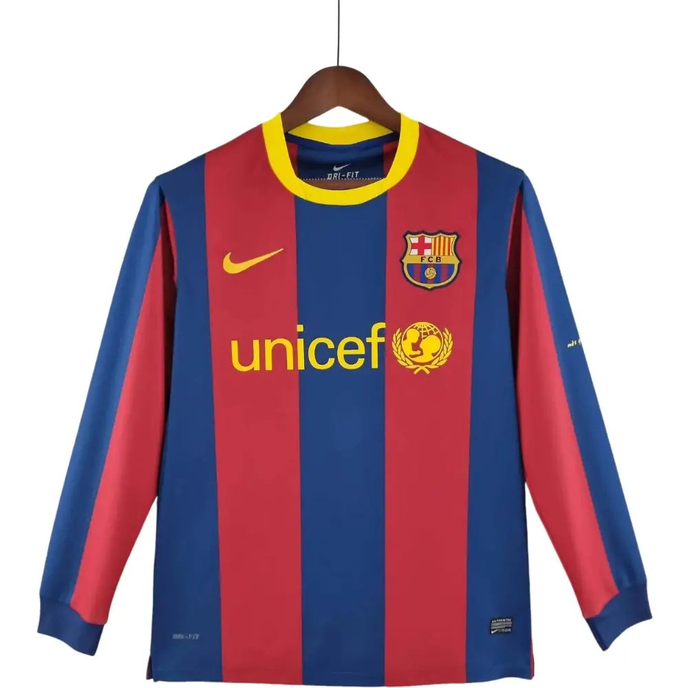 2010/2011 Retro Long Sleeve Barcelona Home Football Shirt 1:1 Thai Quality