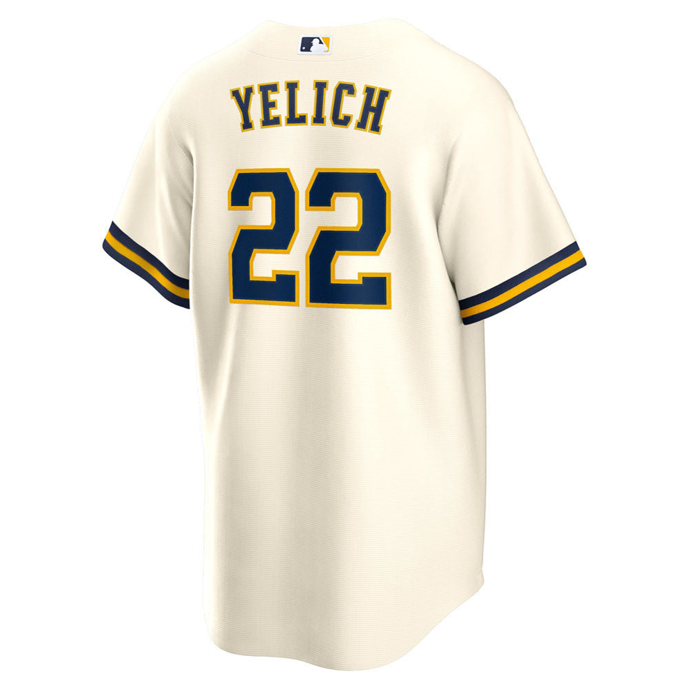 Men's Milwaukee Brewers Christian Yelich Alternate Player Jersey - Cream