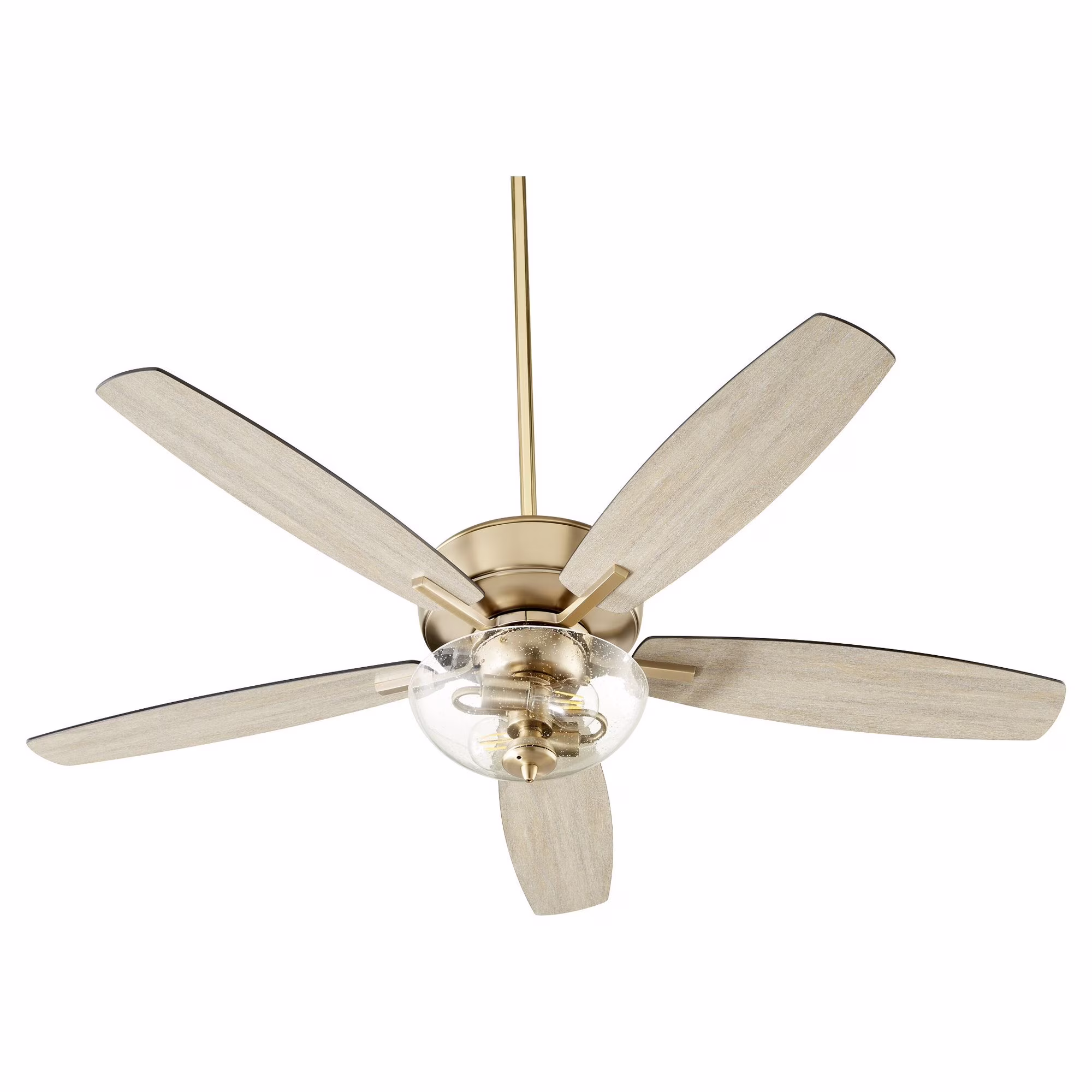 7052-269-Quorum Lighting-Breeze - 52 Inch 5 Blade Ceiling Fan with Bowl Light Kit-Noir Finish-Matte Black/Weathered Oak Blade Color