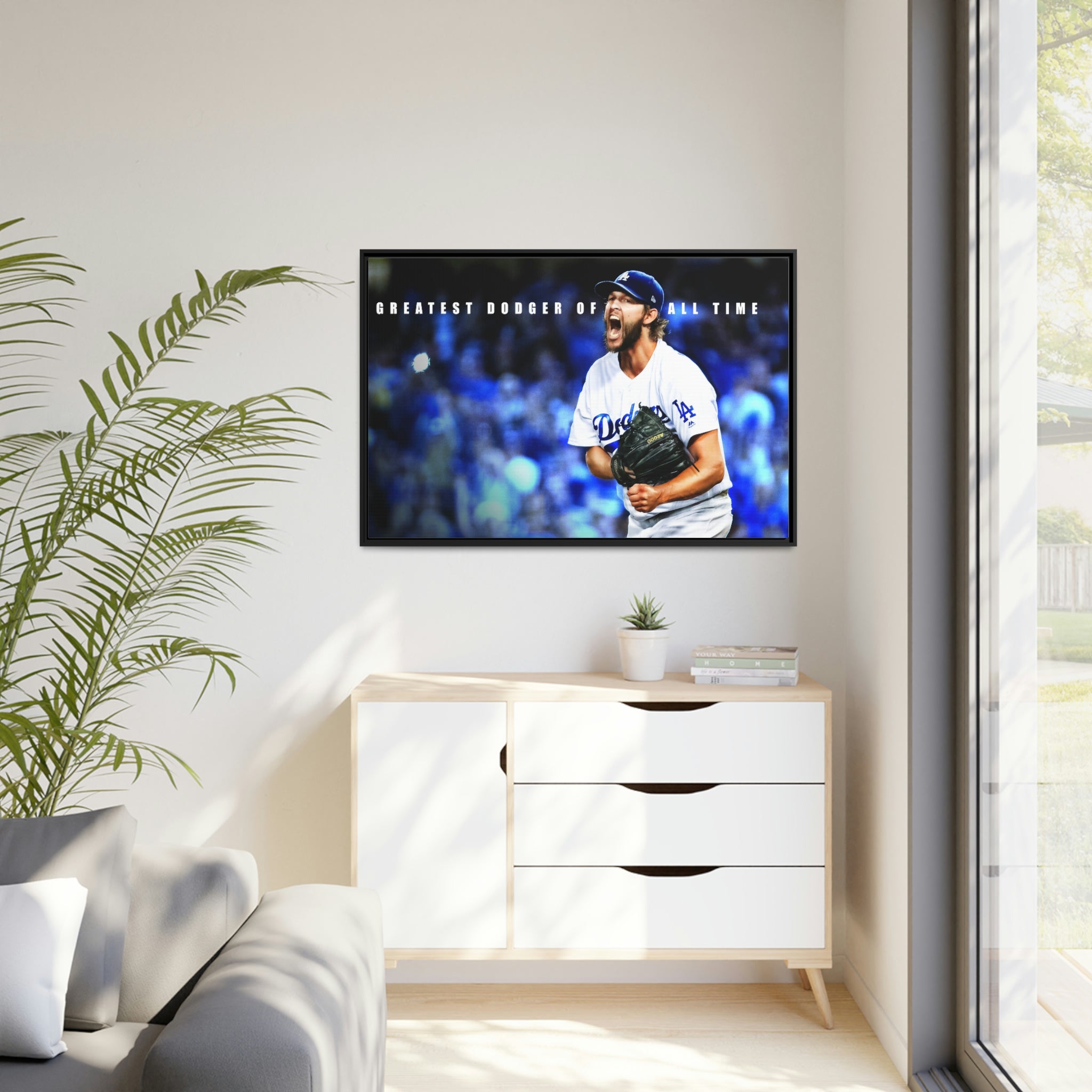 Clayton Kershaw Los Angeles Dodgers Greatest of All Time Premium Wall Art Framed Canvas