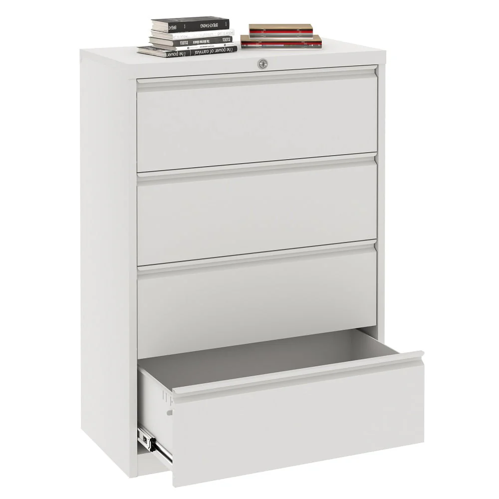 Supeer Four Drawer Metal Lateral File Cabinet, Storage White File Cabinet with Large Deep Drawers, Locking Wide File Cabinet for School, Office, Home,  Assembly Required