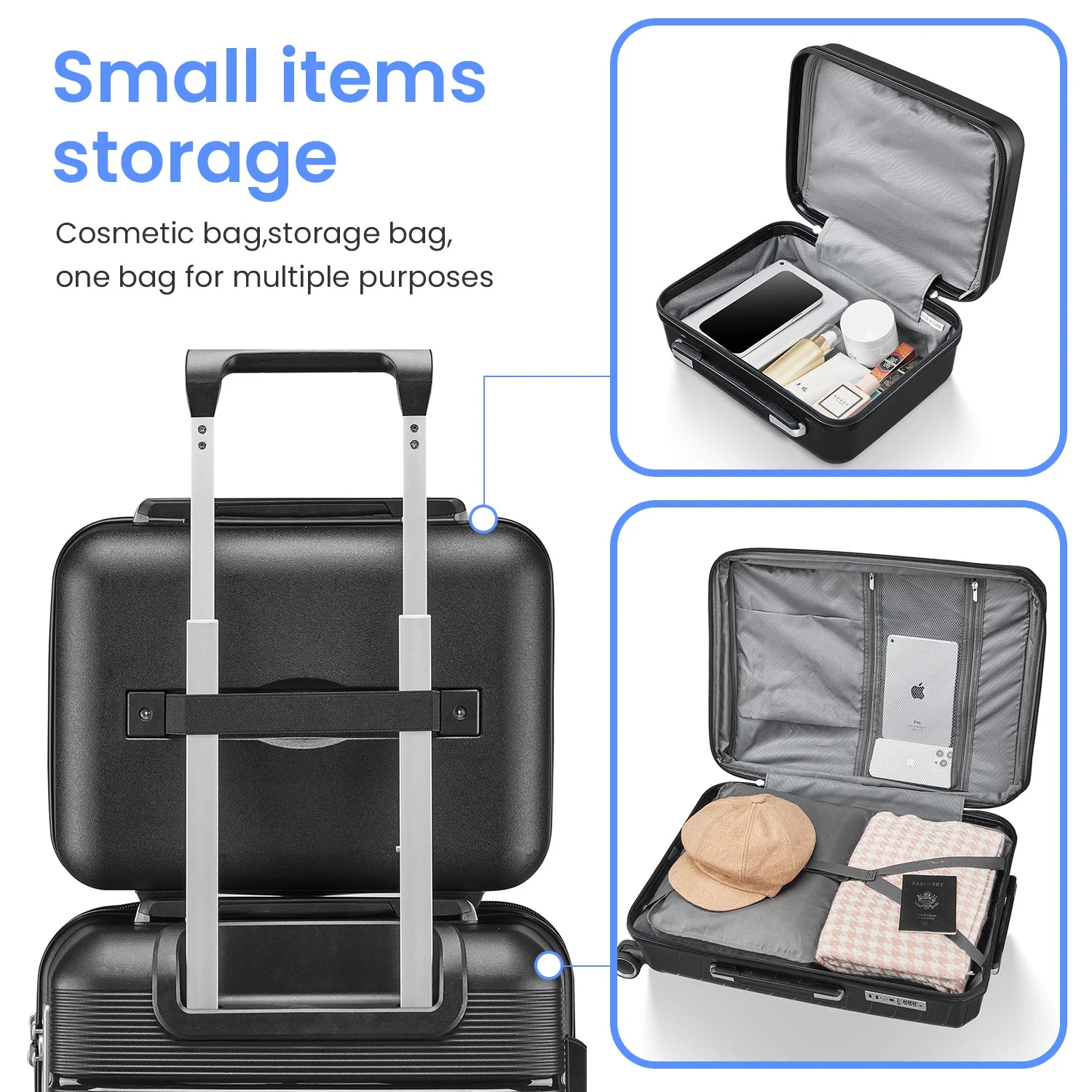 4 Piece Luggage Set, Expandable Lightweight Suitcase Set, PP Materials Travel Luggage with TSA Lock Spinner Wheels, White (14/20/24/28)