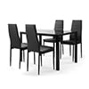 Paproos 5 Piece Dining Table Set, Dining Room Table Set with Marble Top and Faux Leather Upholstery Chairs, Modern Dinette Sets for Breakfast Nook, Compact Kitchen Table and Chairs Set, Brown