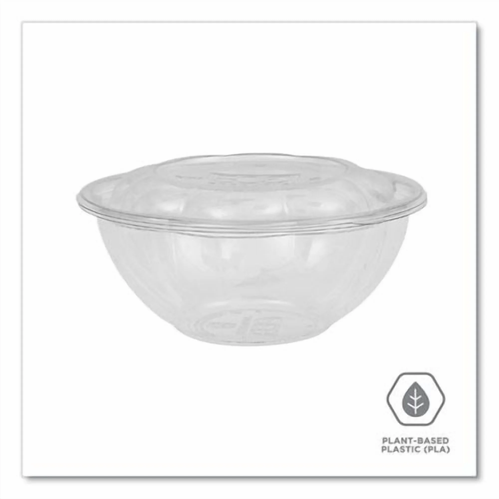 Eco-Products Renewable and Compostable Salad Bowls with Lids, 24 oz, Clear, Plastic, 50/Pack, 3 Packs/Carton