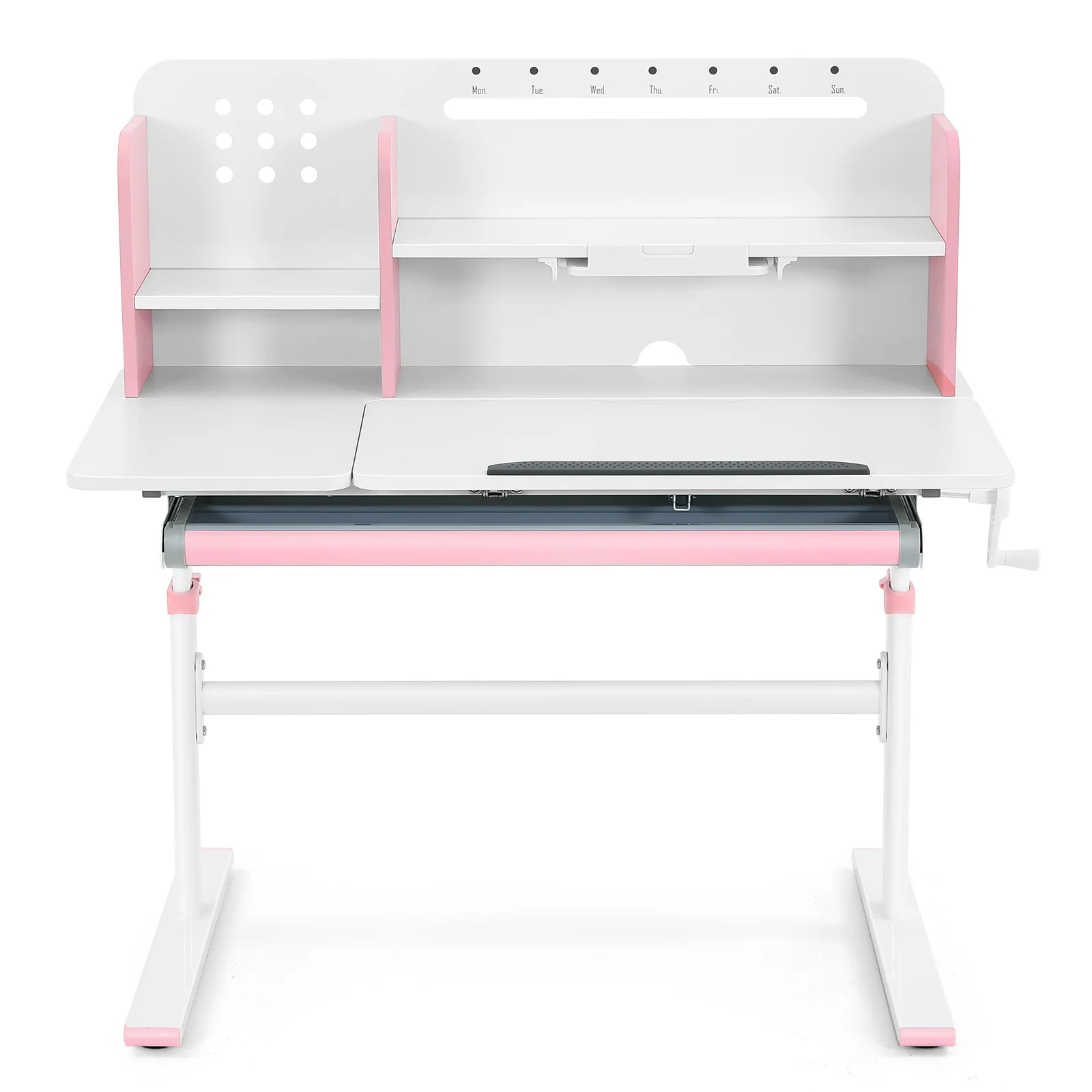 Adjustable Height Ergonomic Kids Study Desk & Chair Set Children Students Drafting Table Home School with Shelf,Drawer(Gray)