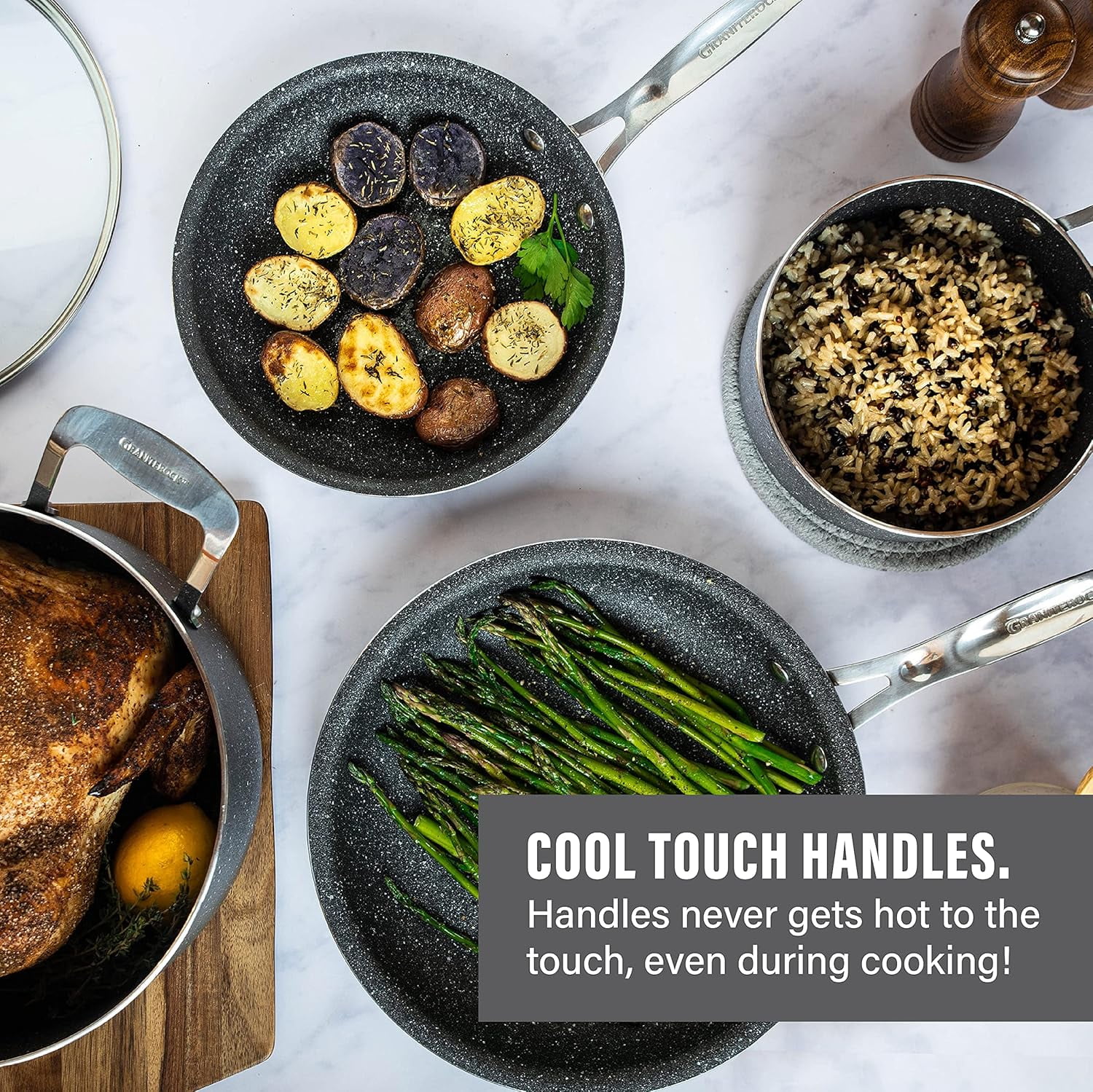 Granitestone Pots and Pans Set, 20 Piece Complete Cookware + Bakeware Set with Ultra Nonstick, Includes Frying Pans, Saucepans, Stock Pots, Steamers, Cookie Sheets and Baking Pans