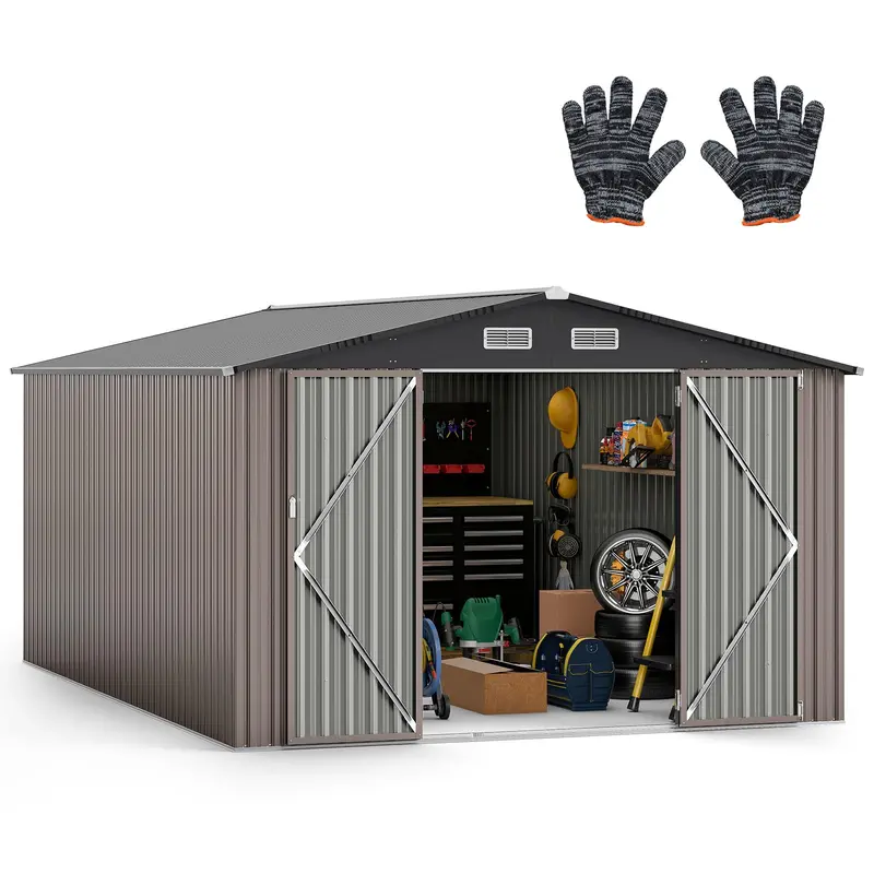 10′ x 14′ Heavy-Duty Outdoor Storage Shed — Wind-Resistant Galvanized Steel Construction