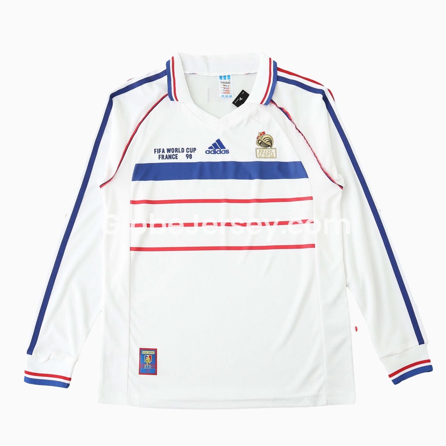 Retro France 1998 Away Long Sleeves Jersey (with 1998 World Cup mark on right chest)