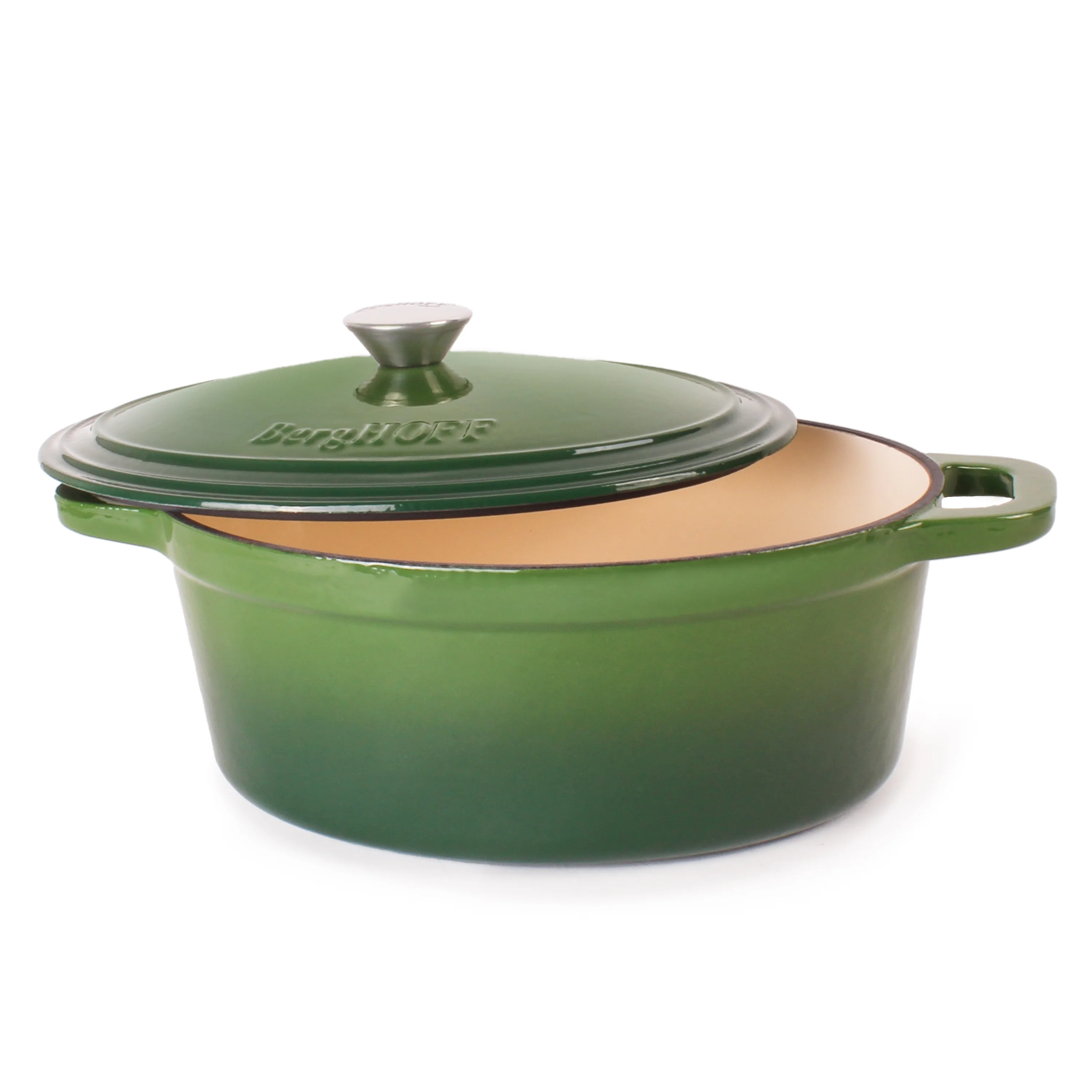 BergHOFF Neo 4Pc Cast Iron Set: 5qt. & 7qt. Covered Dutch Ovens, Green