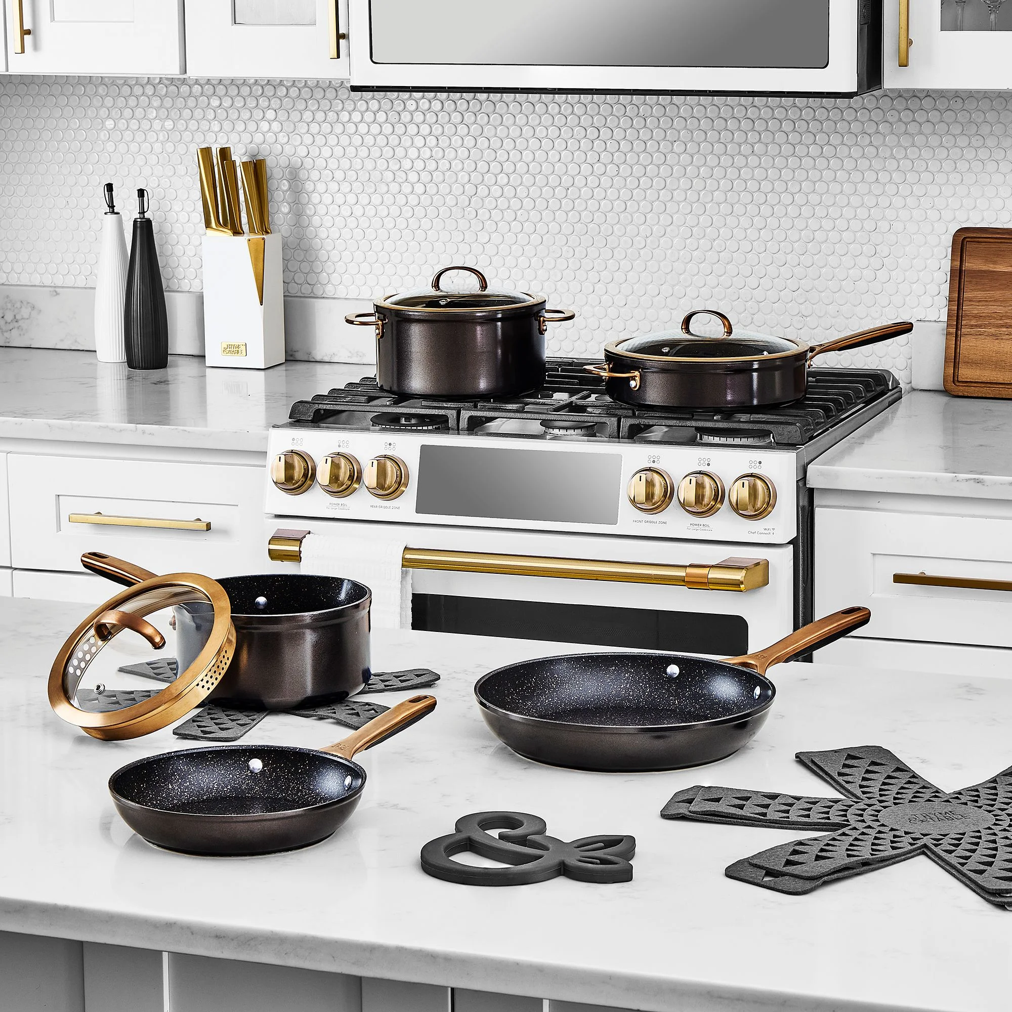 Thyme & Table Supreme 12-Piece Non-Stick Cookware Set, Pots and Pans Set- Bronze