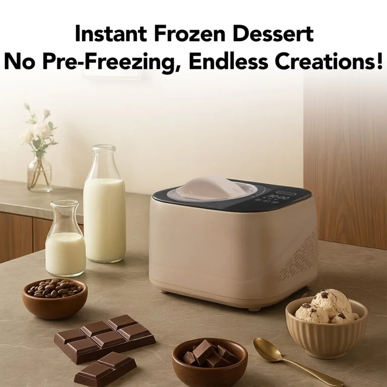 Whynter 0.8 Quart Compact Automatic Ice Cream Maker with Stainless Steel Bowl, Taupe Latte ICM-080-TL