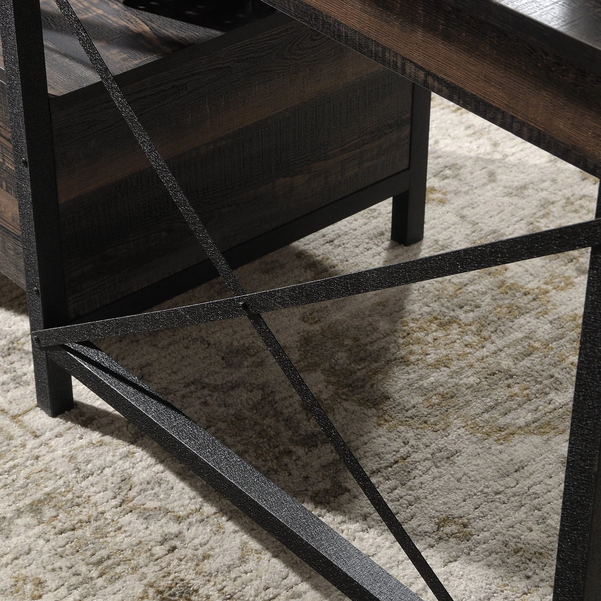 Sauder Steel River Desk, Carbon Oak Finish