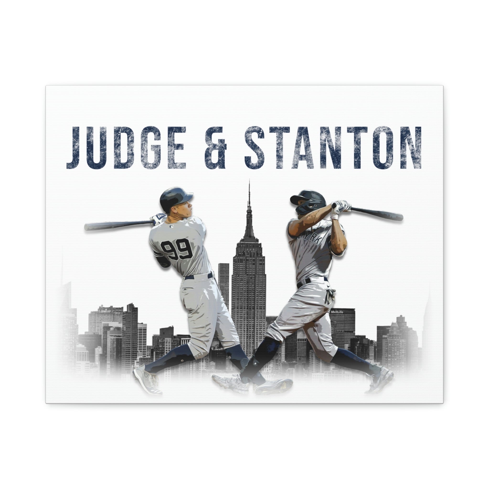 Aaron Judge & Giancarlo Stanton New York Yankees Empire State Building Premium Wall Art Canvas Wrap