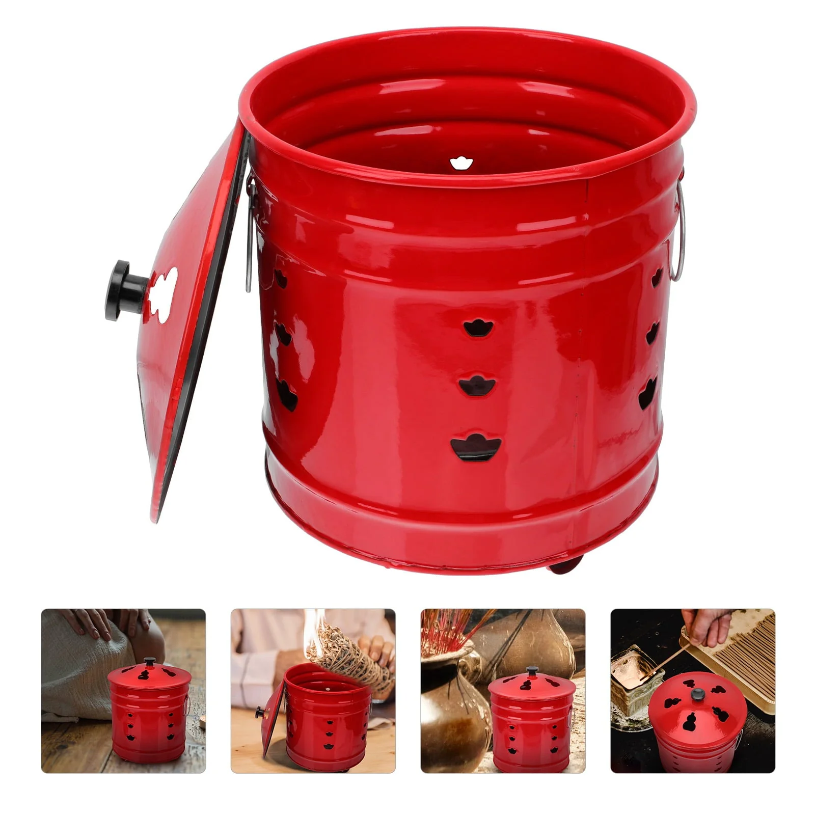 Hemoton Fire Pit Incinerator Barrel Burn Burning Bonfire Bucket Bin Bowl Cage Garden Fireplace Money Steel Stainless Outdoor