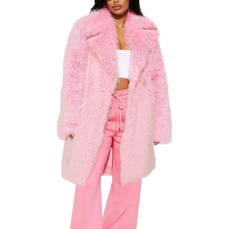 Women's Long Faux Fur Coats Fluffy Faux Fur Jacket Long