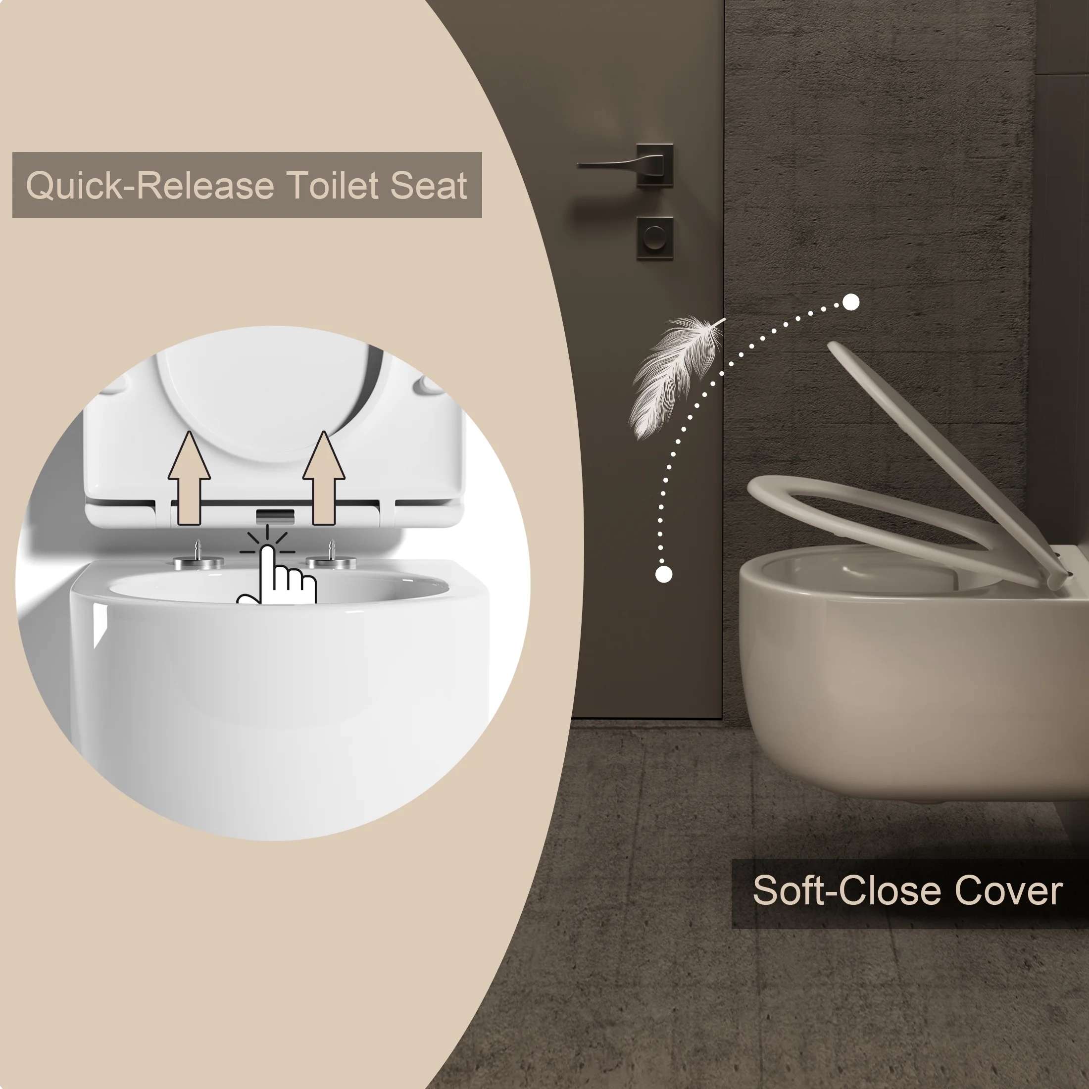 Los Flexi Compact Wall-Mount Toilet Set - Round Bowl, In-Wall Tank, Tornado Flush, Actuator Plate Included