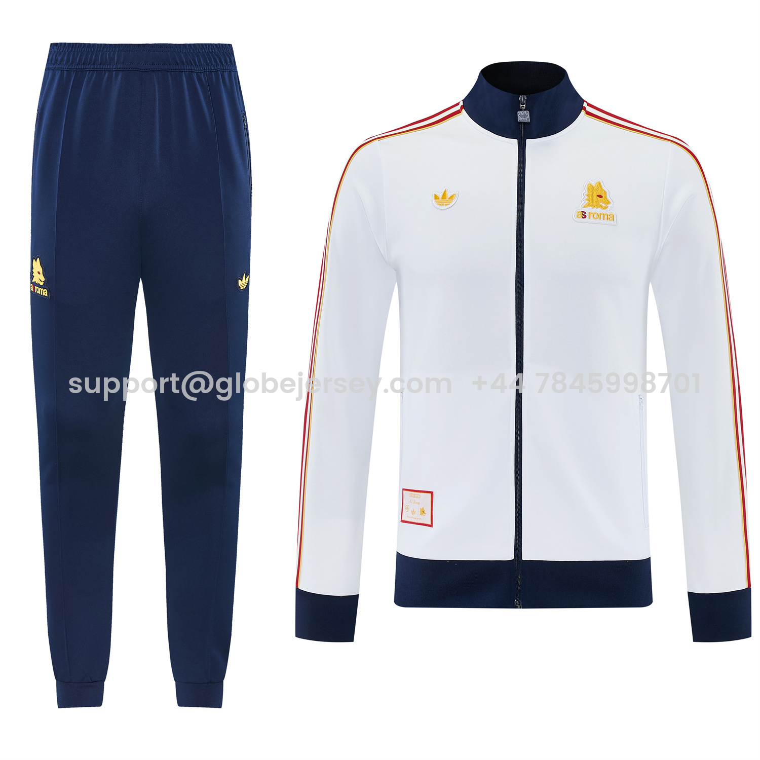 AS Roma 25-26 Originals LFSTLR Jacket Training Tracksuit - White Top and Blue Pant