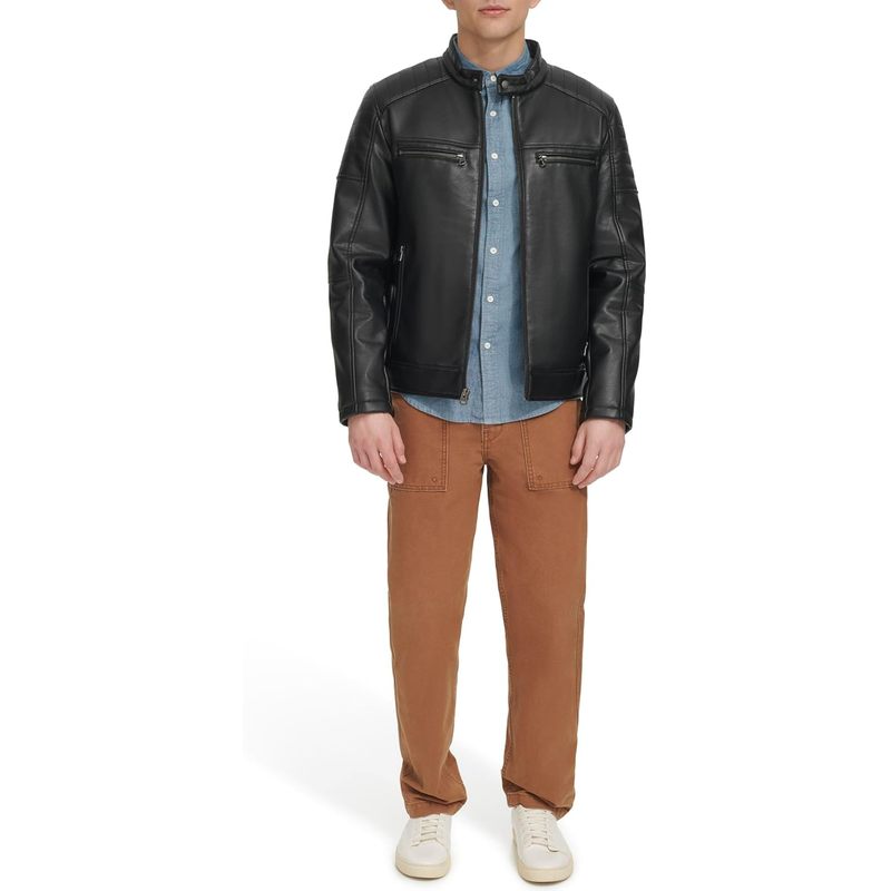 Men's Faux Leather Racer Jacket
