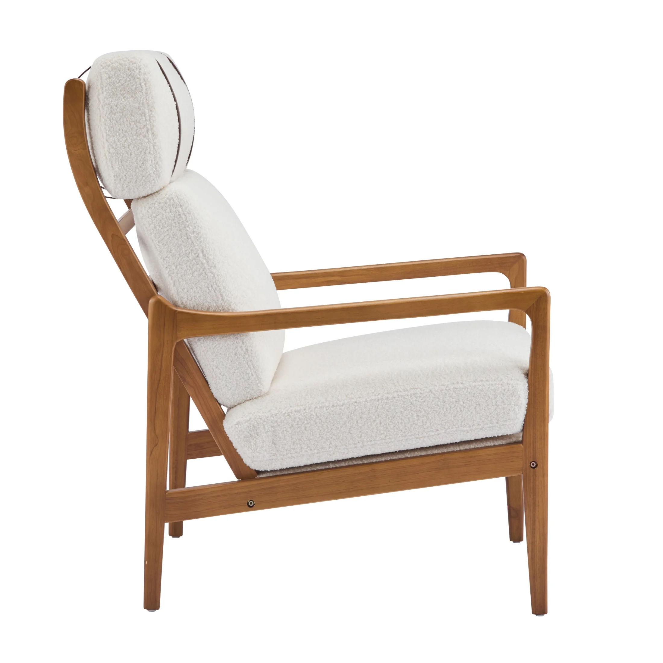 Christopher Knight Home Mid-Century Modern Accent Chair, Solid Wood Frame with High Back, Beige Cushions