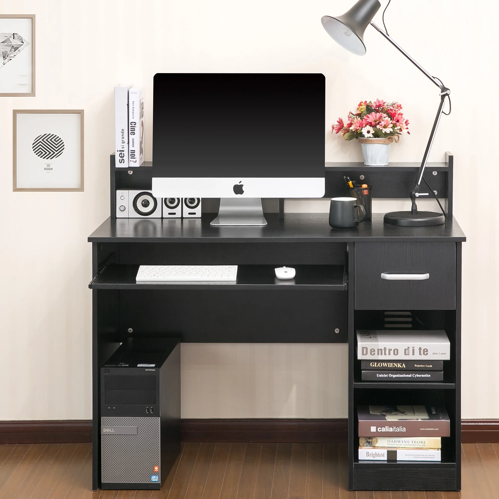 Ktaxon Computer Desk Home Office Workstation Laptop Table Drawer Shelf Furniture White
