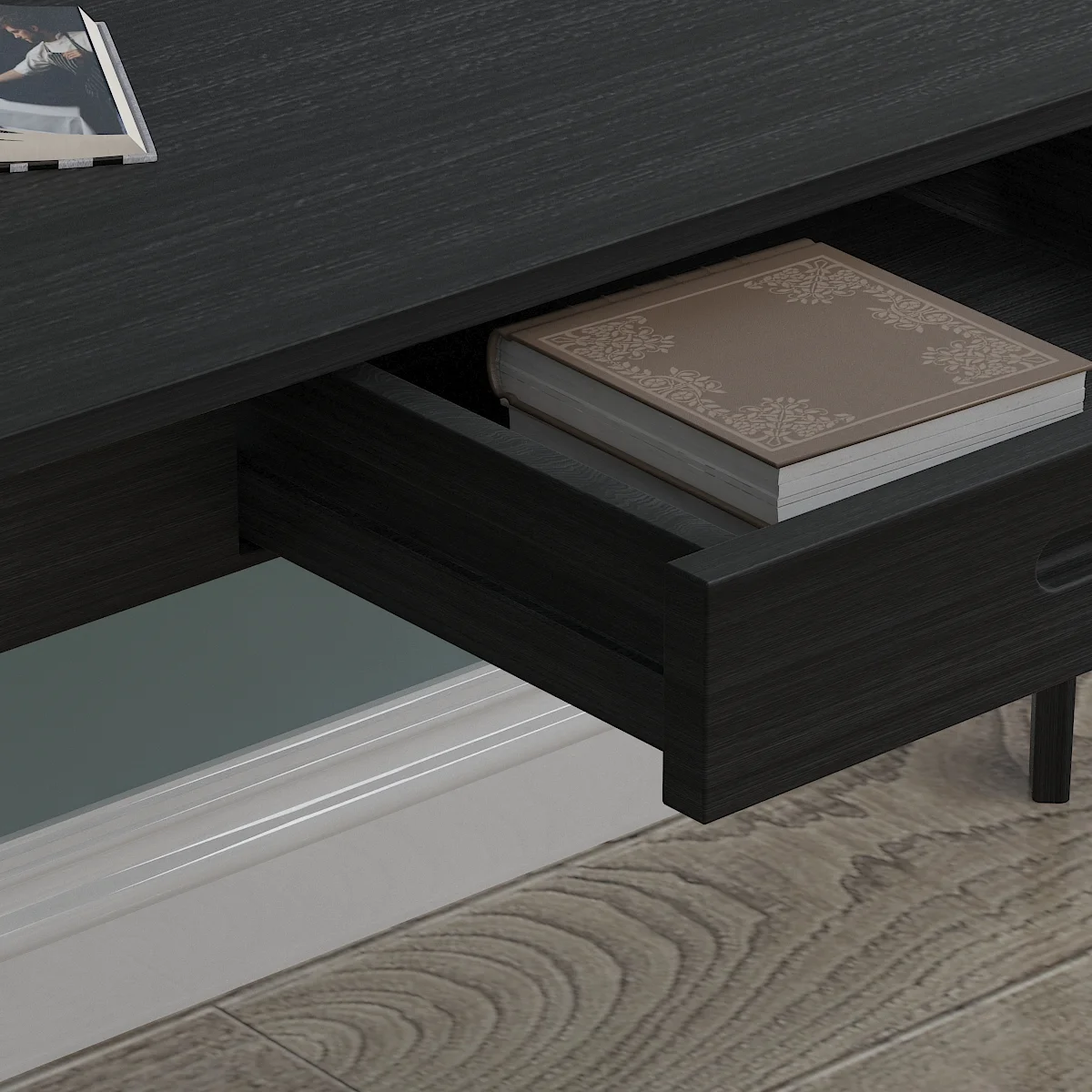 MONSLIPA Industrial Modern Wooden Desk with Storage Drawers, Office Computer Desk and Home Office Desk with Sturdy Wood Legs, 47