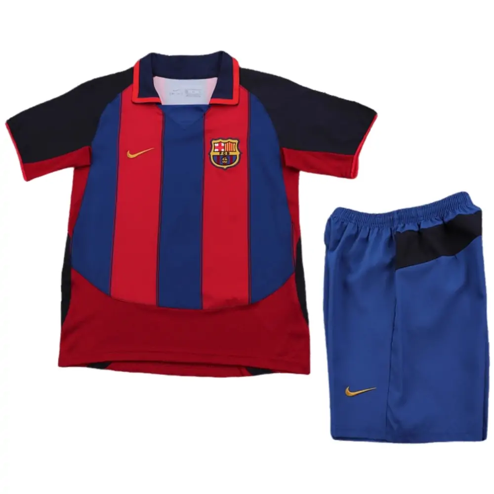 2003-04 Barcelona Home Retro Children's Jersey Set - Fans Edition