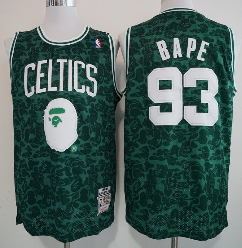 Men's Boston Celtics Bape?x Mitchell #93 NBA Green  Jersey