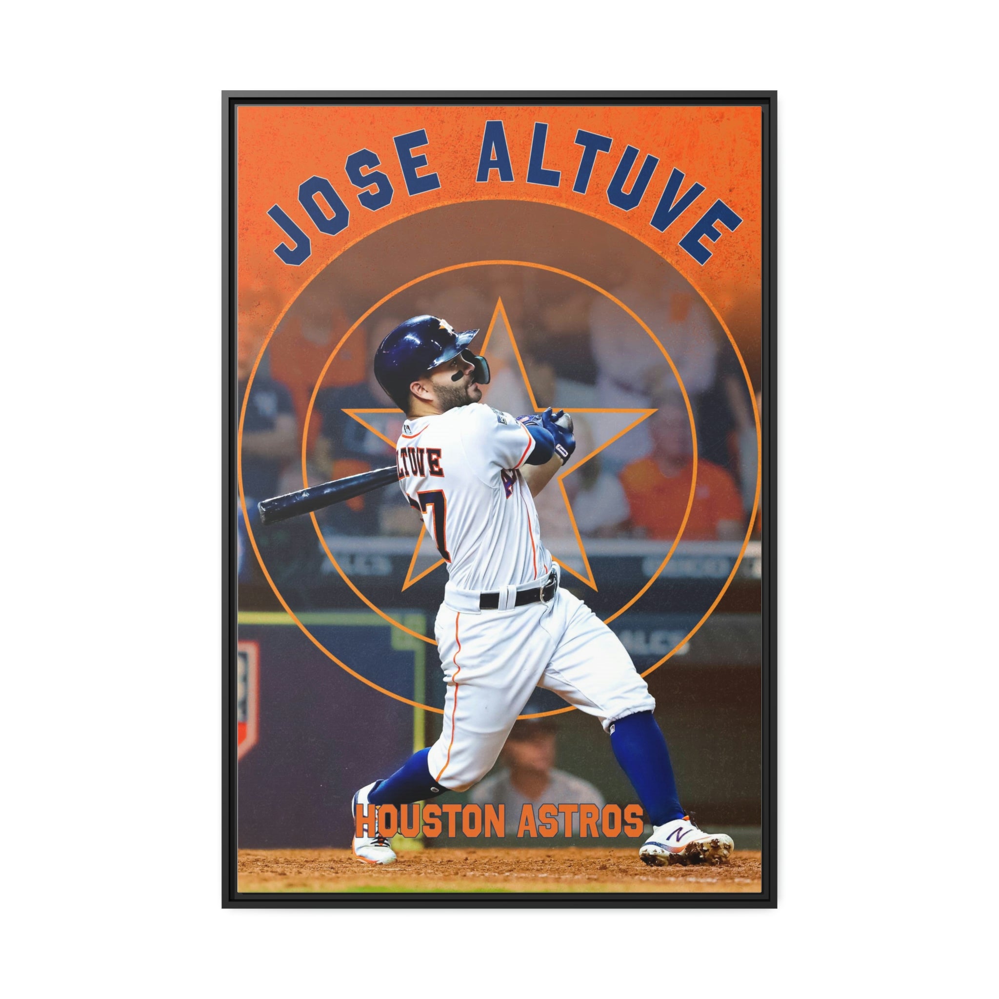 Jose Altuve Houston Astros Home Run Swing Premium Wall Art Framed Canvas