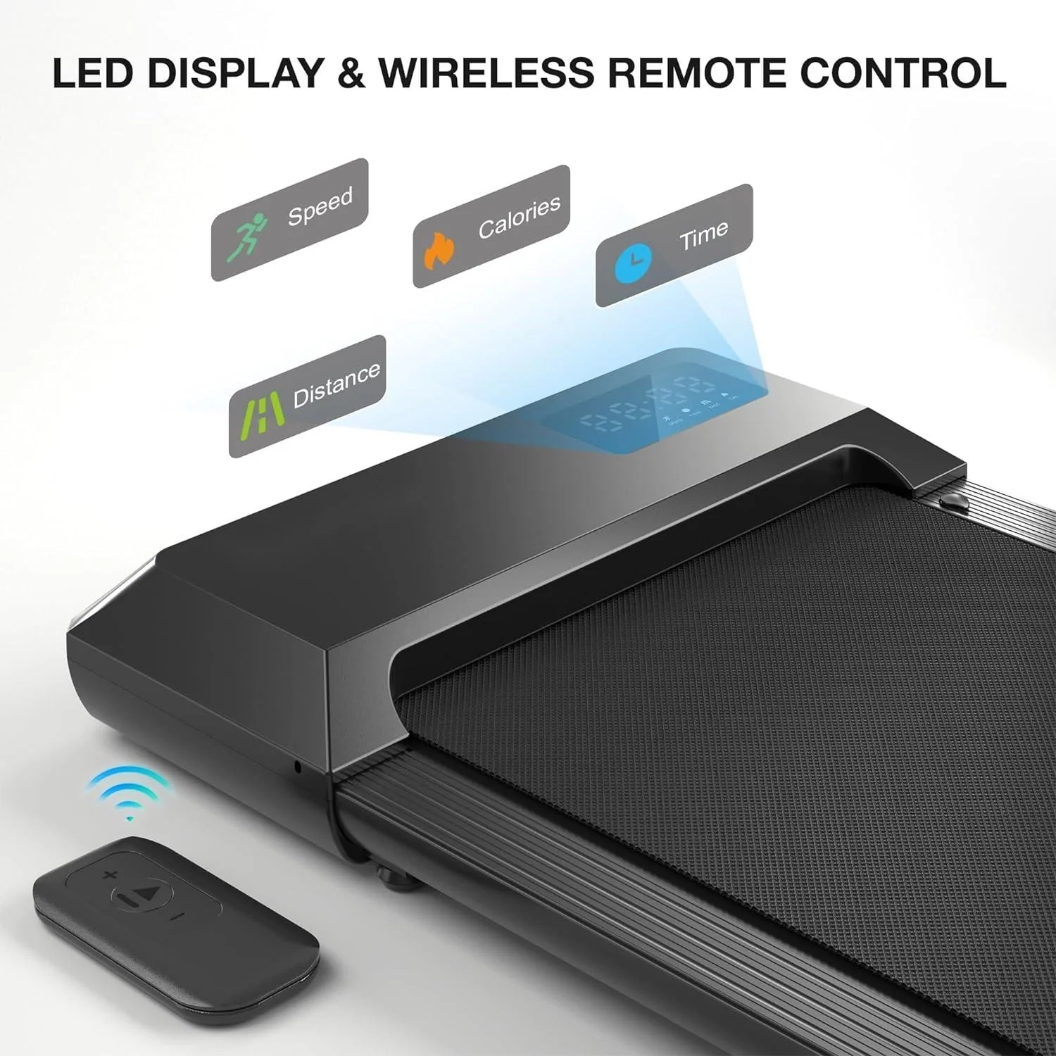 DeerRun Under Desk Treadmill, 35.5*15.5 Walking Area Walking Pad for Home/Office, Portable Walking Treadmill 2.5HP, 2 in 1 Electric Desk Treadmill with Remote Control and LED Display