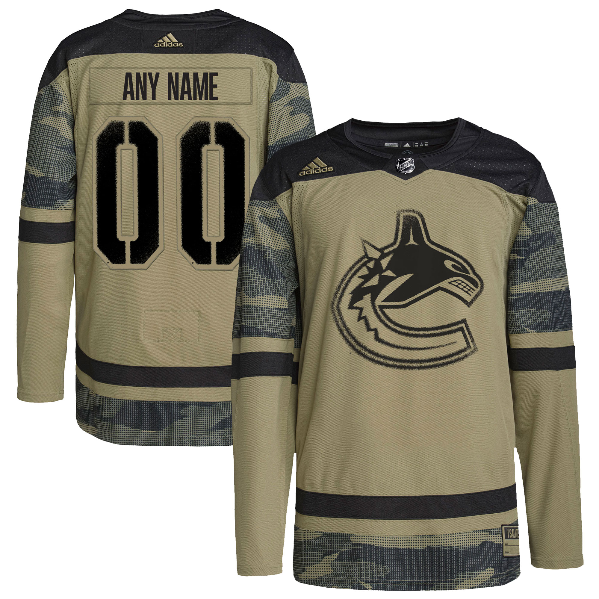 Vancouver Canucks  Logo Military Appreciation Team  Custom Practice Jersey – Camo