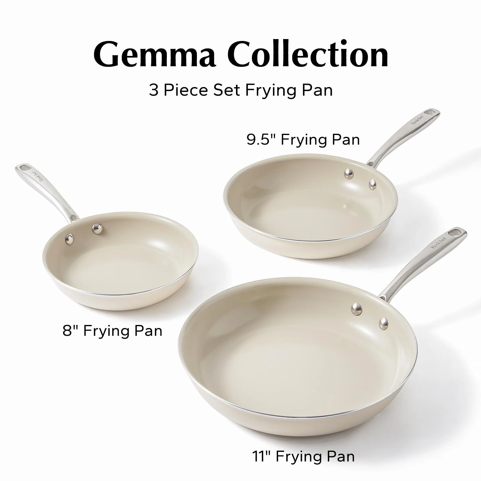 Redchef Non Stick Ceramic Frying Pan Set Ceramic Pans for Cooking Stainless Steel Handle