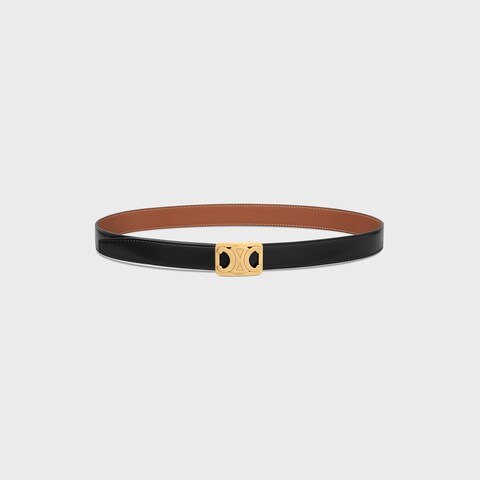 MEDIUM REVERSIBLE FRAMED TRIOMPHE BELT in TAURILLON AND NATURAL CALFSKIN