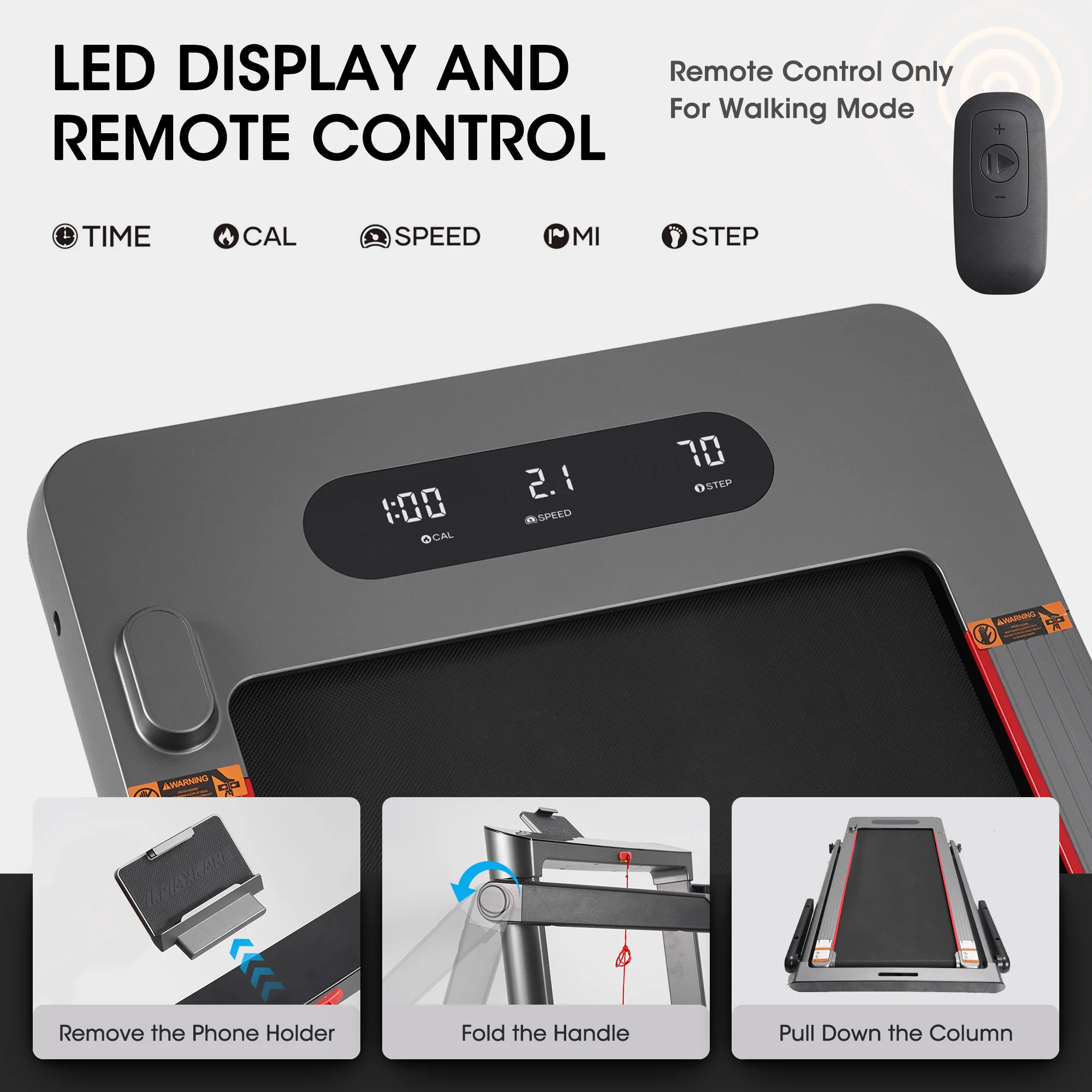 MaxKare Folding Treadmill 286LBS Capacity for Home, 3.0HP 9MPH Under Desk Walking Pad Treadmill with Bluetooth/Zwift App Compatible