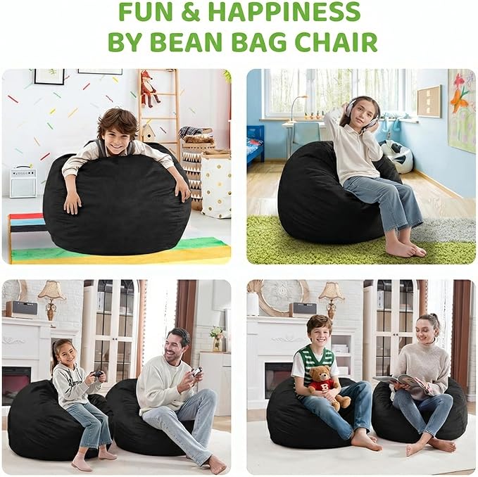 BUBBLEBEAN 2FT Bean Bag Chair, Comfy Bean Bag Chairs with Memory Foam Filled