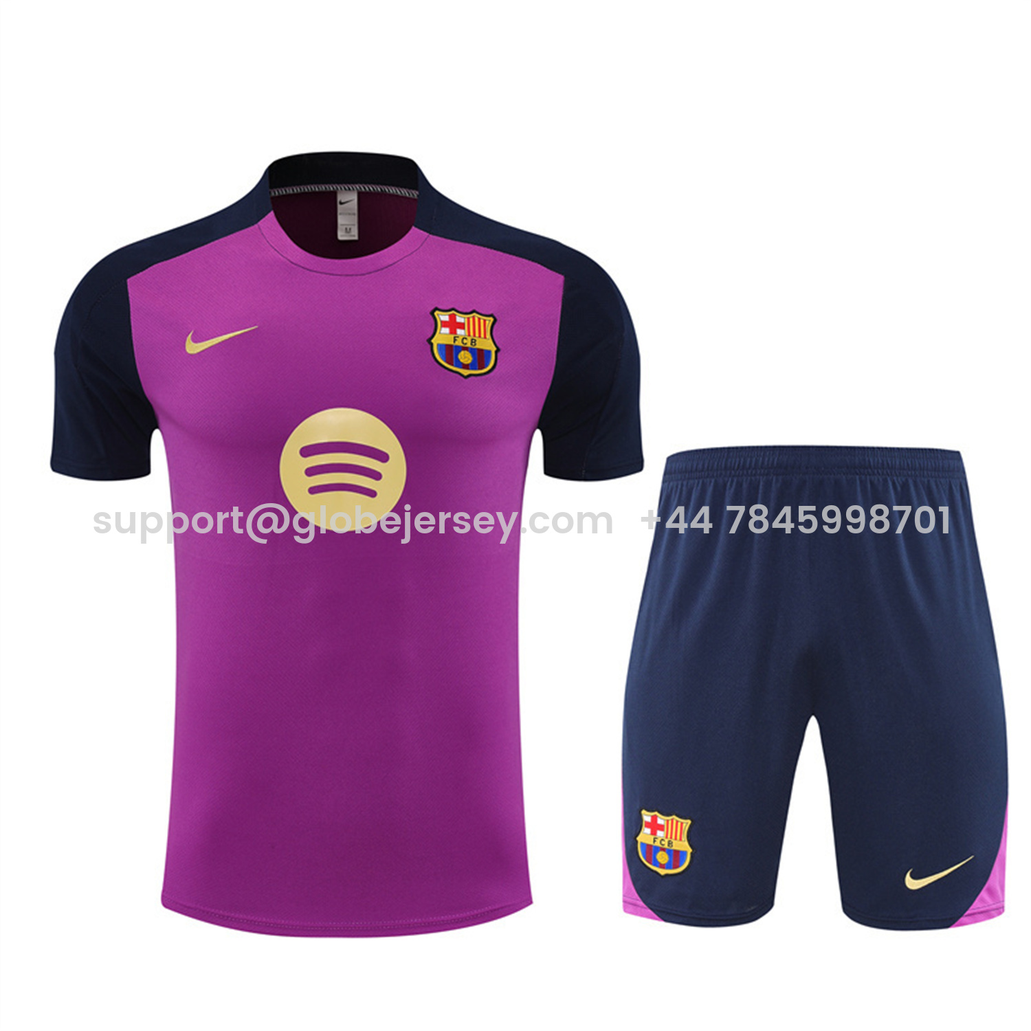 Barcelona 25-26 Short-Sleeve Training Set - Purple Top & Deep Blue Shorts