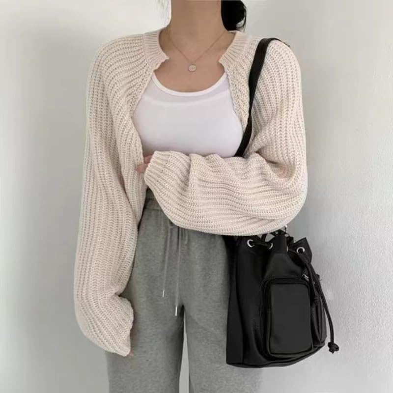 Women's Y2k Long Sleeve Open Front Crop Cardigan