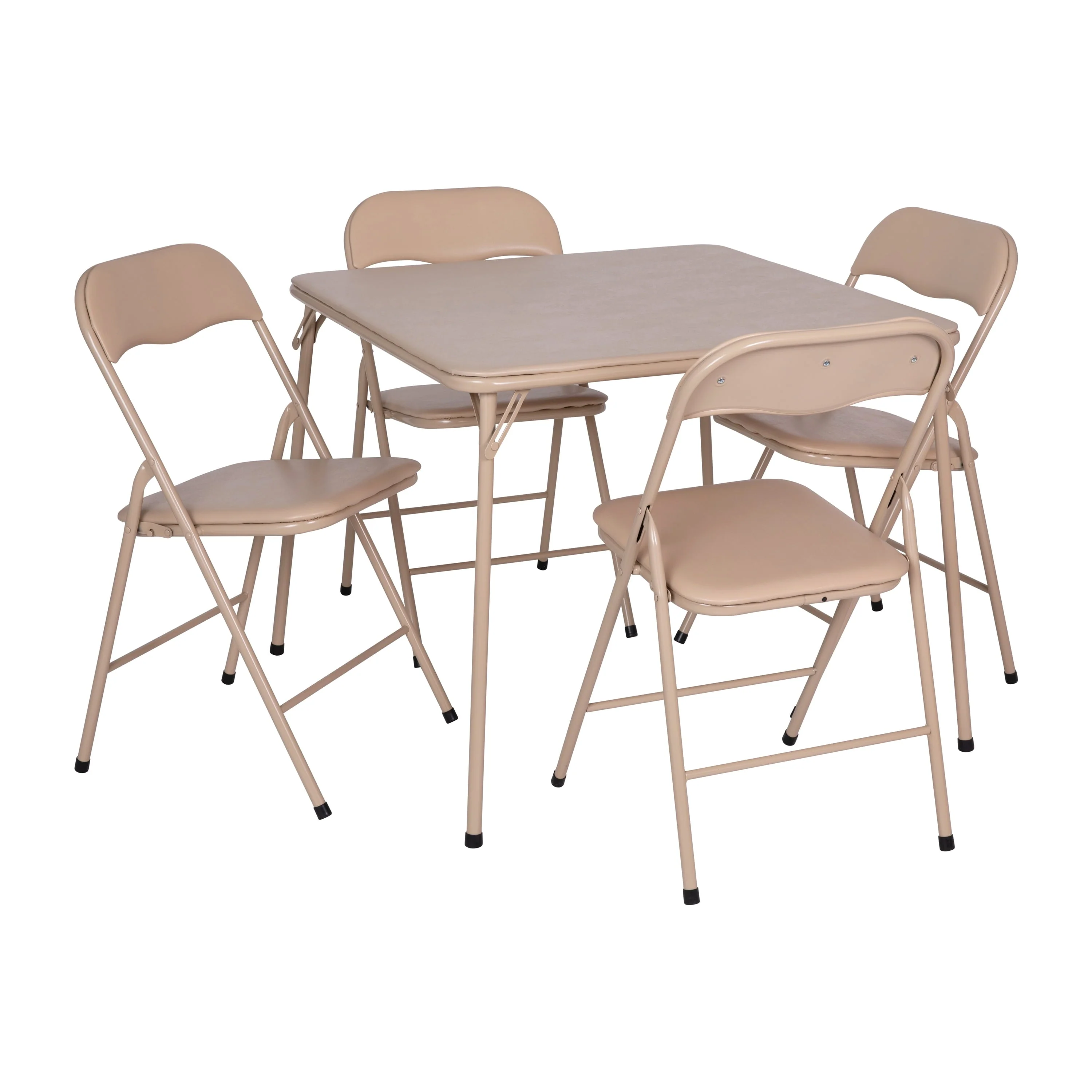 Emma + Oliver 5 Piece Tan Folding Card Game Table and Chair Set