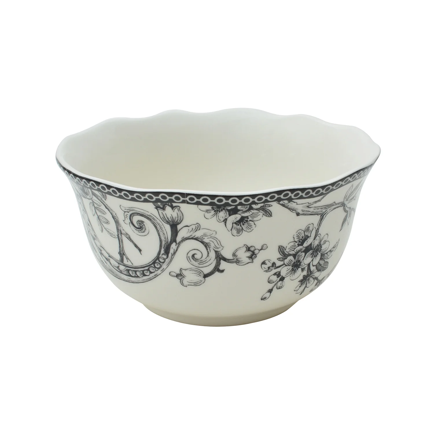 222 Fifth Adelaide Round 16-Piece Porcelain Dinnerware Set, Black Toile