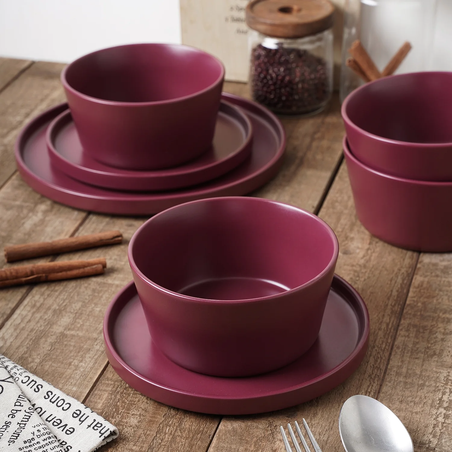 Stone + Lain Chelsea Stoneware Collection, Round Dinnerware Set, 24 Pieces Service for 8, Blue