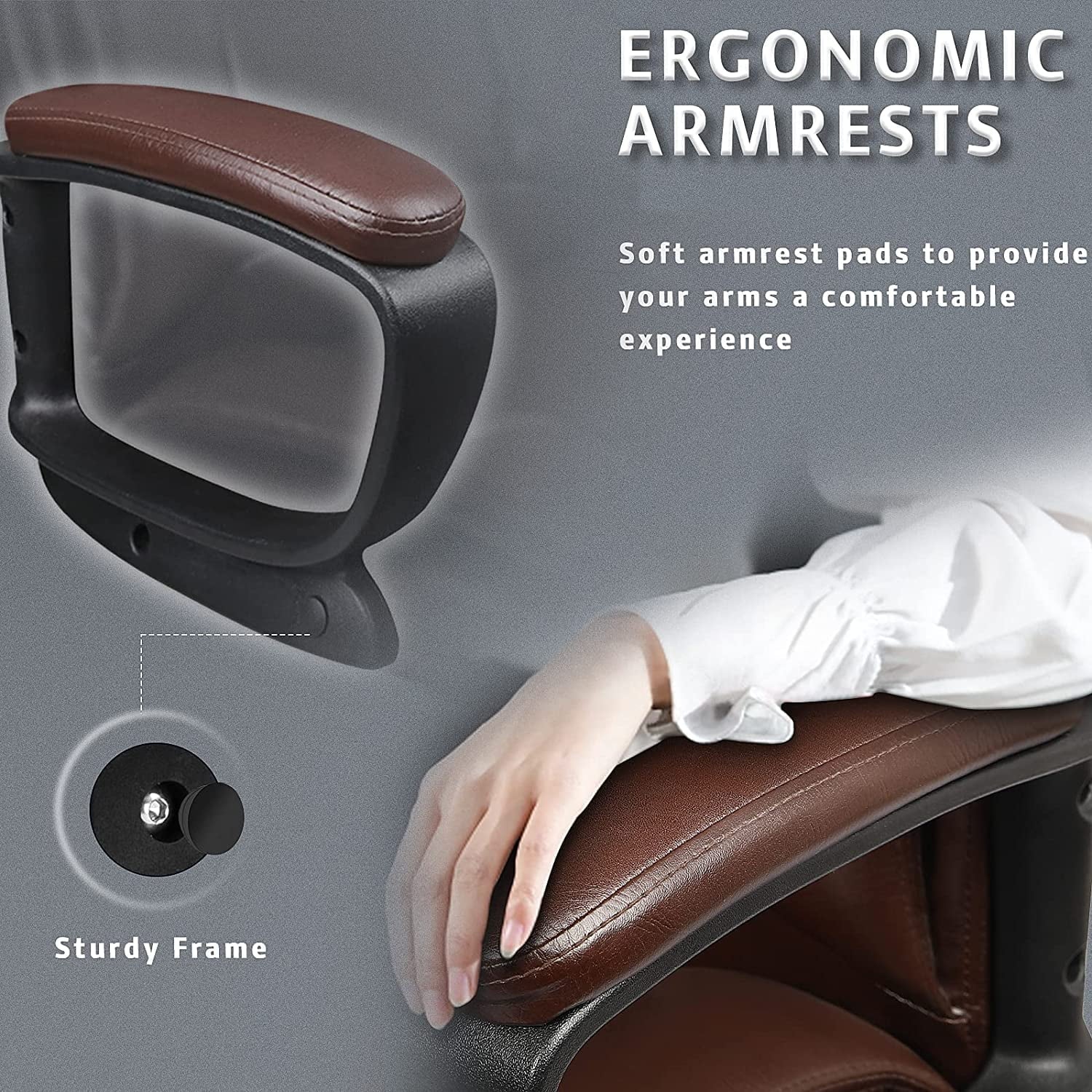 Waleaf Home Office Chair, 400LBS 8Hours Heavy Duty Design, Ergonomic High Back Cushion Lumbar Back Support, Computer Desk Chair, Big and Tall Chair, Adjustable Executive Leather Chair with Arms