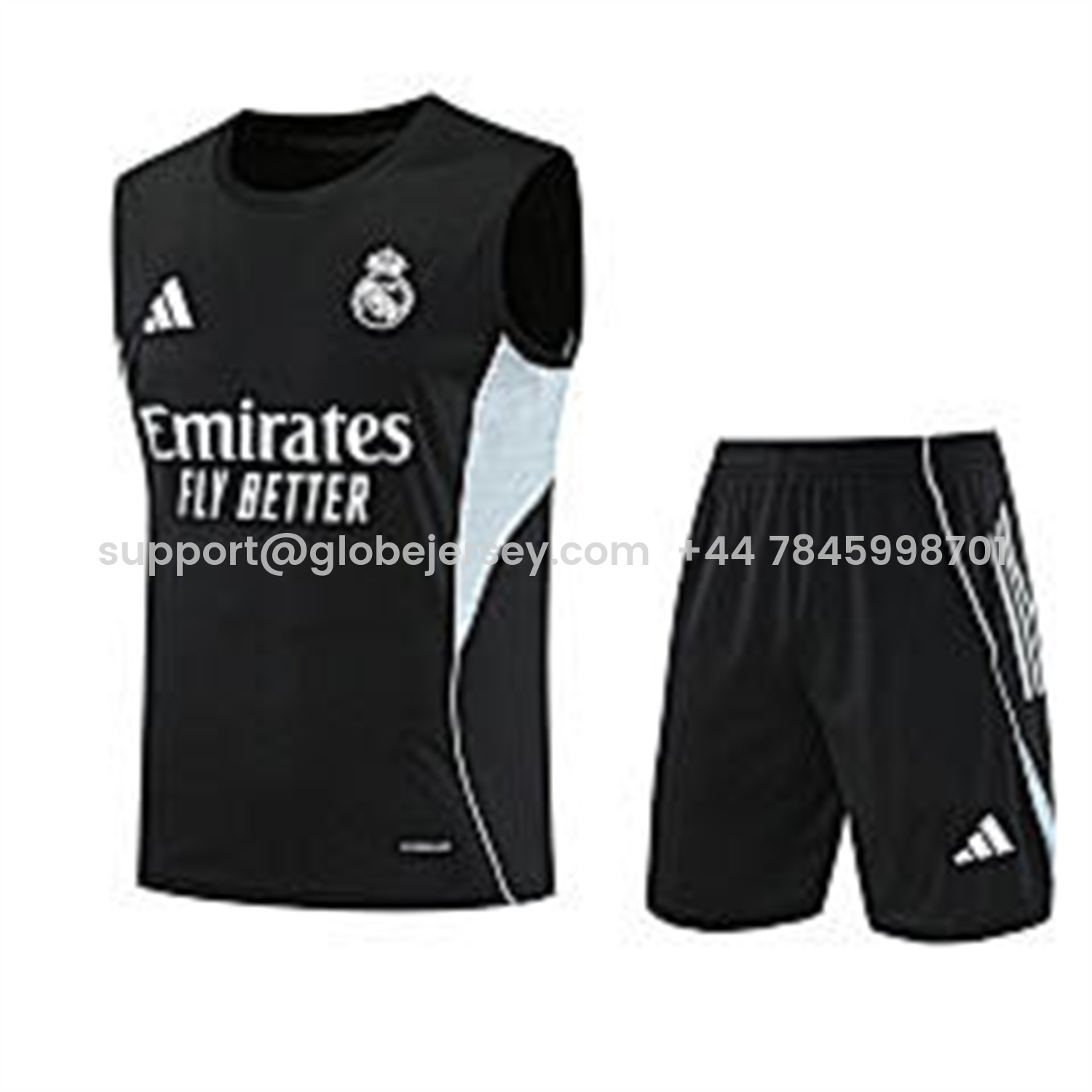Real Madrid 25-26 Vest Training Set - Black And Light Grey Vest & Black Shorts
