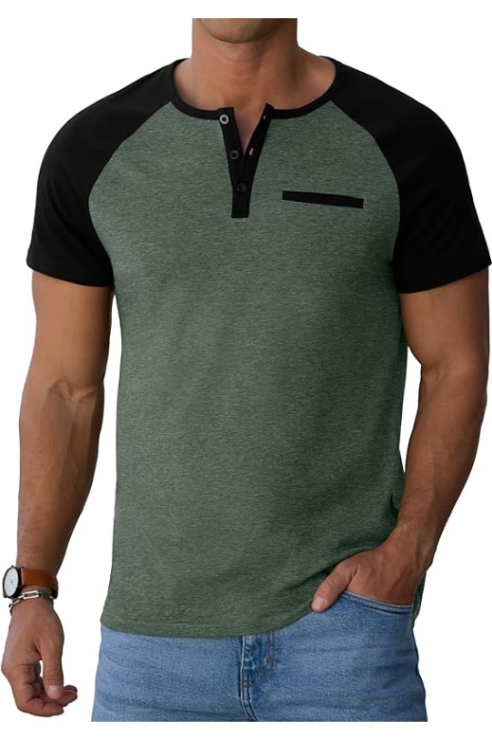 Men's Cotton Henley Short Sleeve Casual