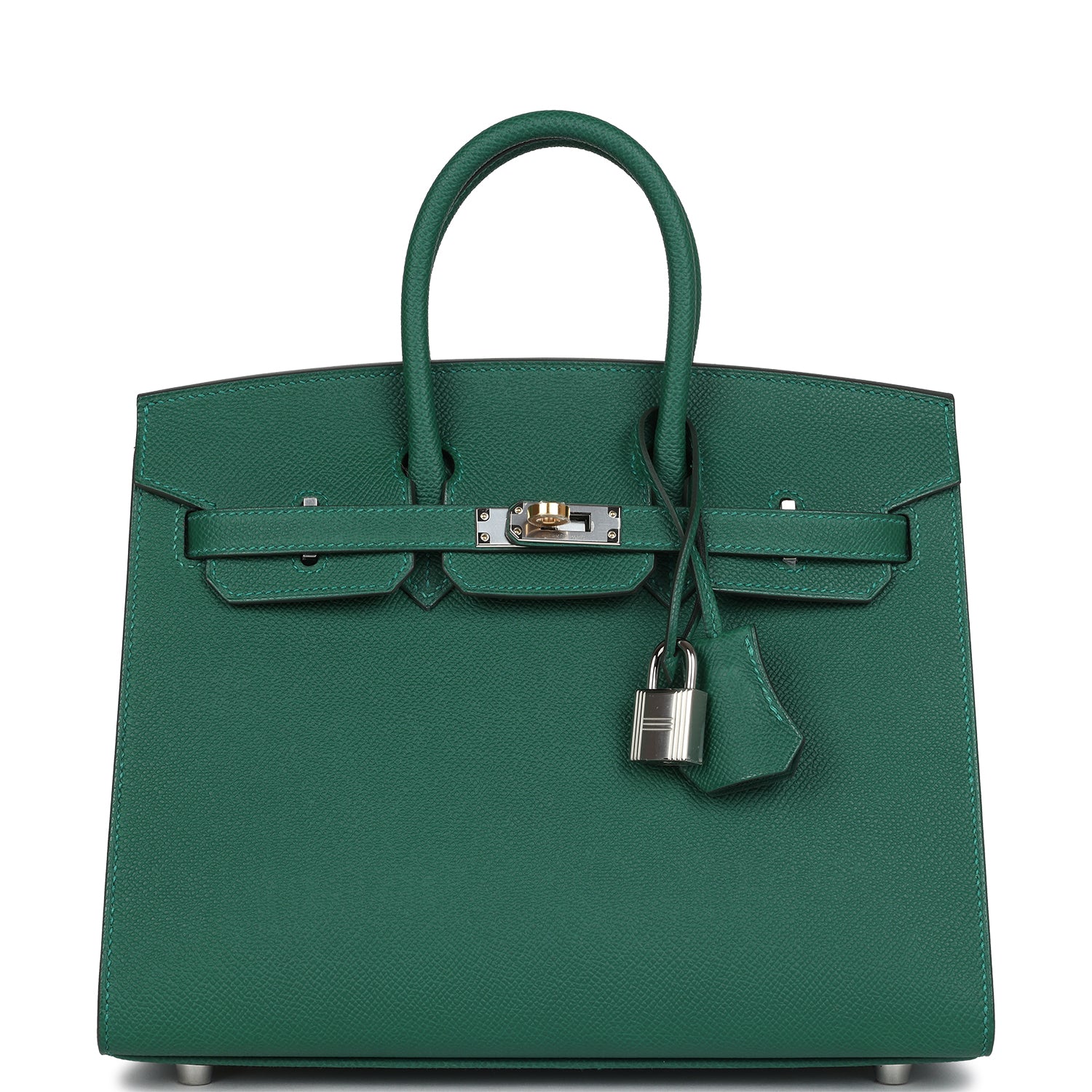 Birkin Sellier 25 Vert Moyen Epsom Electrum Hardware