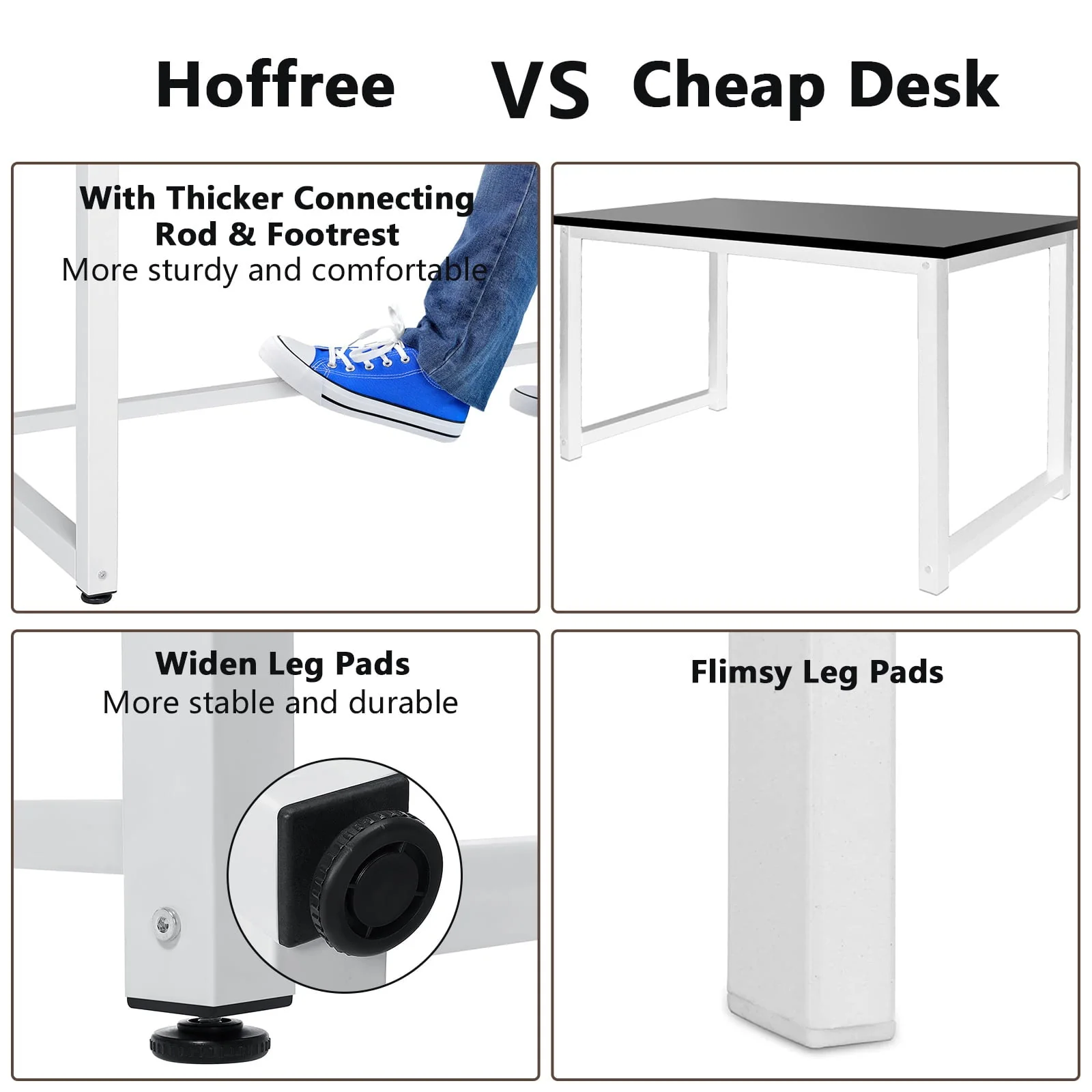 Hoffree 43 inch Computer Desk Home Writing Desk Office Furniture Computer Table Study Writing Table Workstation Modern Simple PC Desk for Small Spaces Home Office, Black