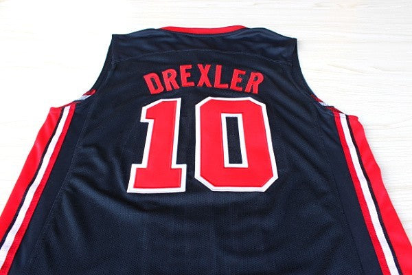 1:1 double layer solid embroidery player version Dream Team #10 Drexler blue suit