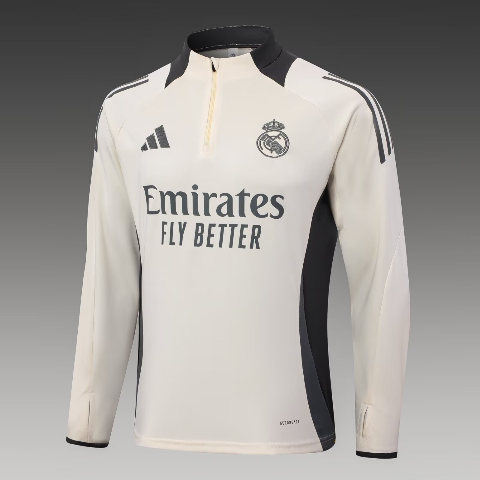 2024/2025 Real Madrid Half-Pull Training Suit Light Yellow Football Shirt 1:1 Thai Quality