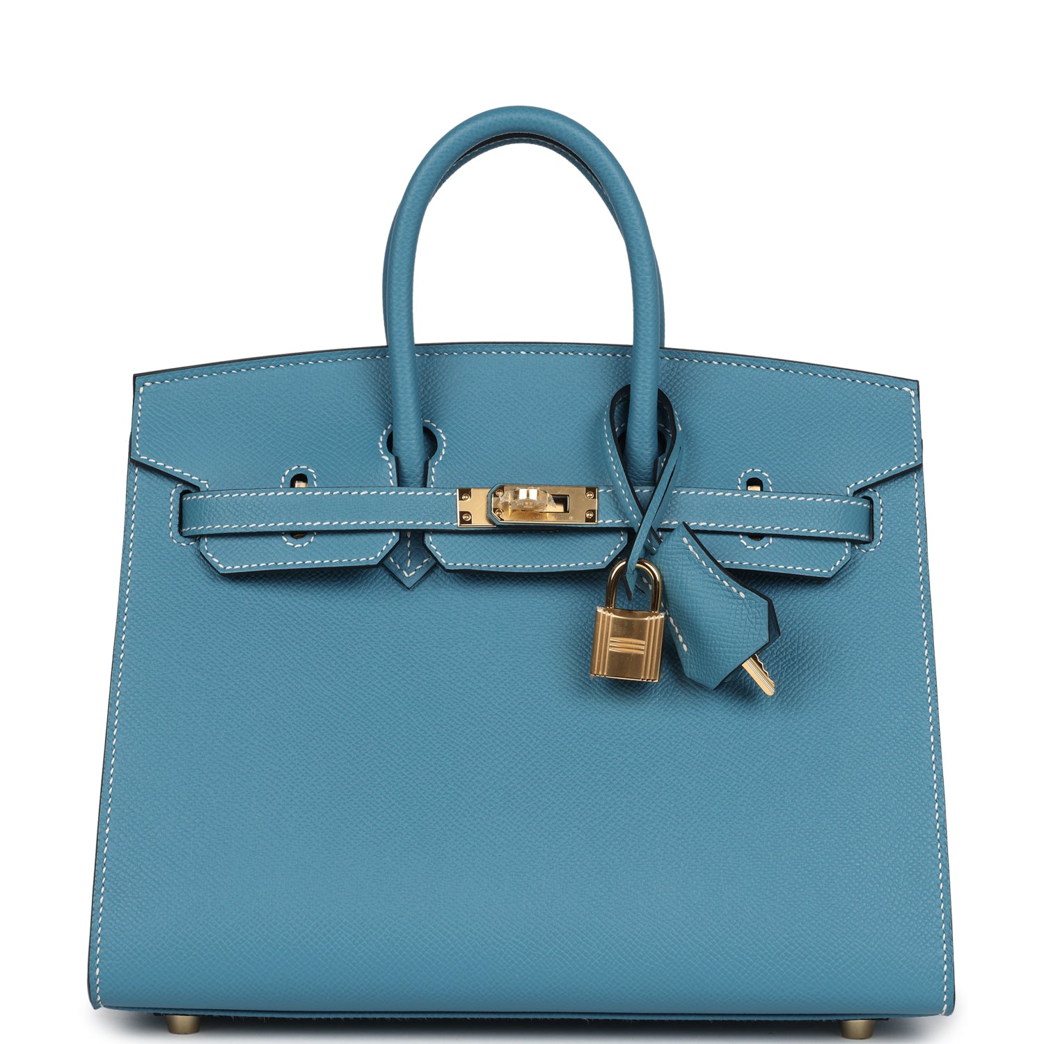 Birkin Sellier 25 Blue Jean Epsom Gold Hardware