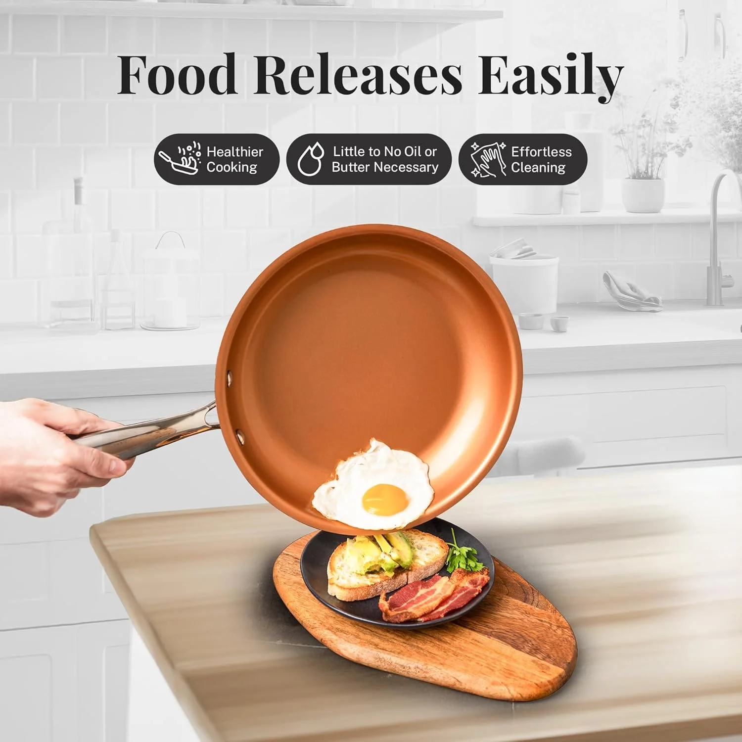 Gotham Steel Pro Nonstick Pots and Pans Set Non Stick 8 Piece Set Ceramic Cookware Kitchen Set, with Frying Skillet, Hard Anodized, Gray/Copper