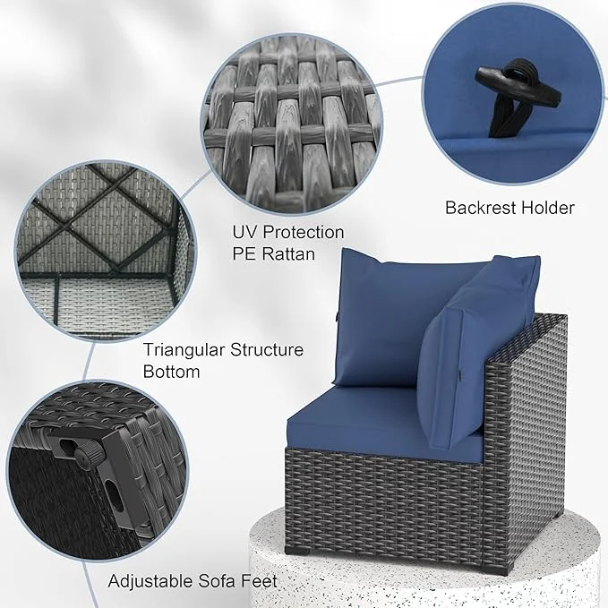 8 Piece Patio Furniture Set with 42