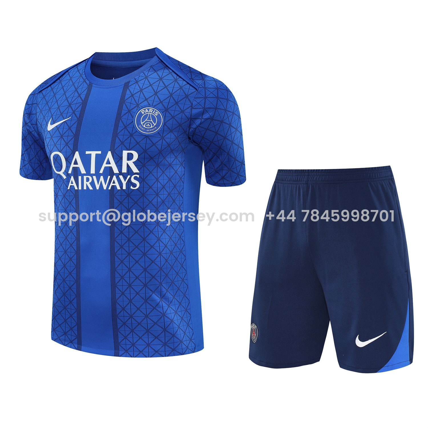 Paris Saint-Germain PSG 25-26 Short-Sleeve Training Set - Blue Top & Deep Blue Shorts